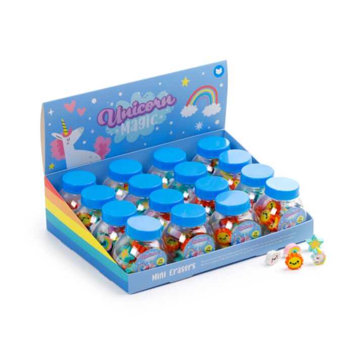 Mini gumki do mazania w słoiczku w kształcie magii jednorożca