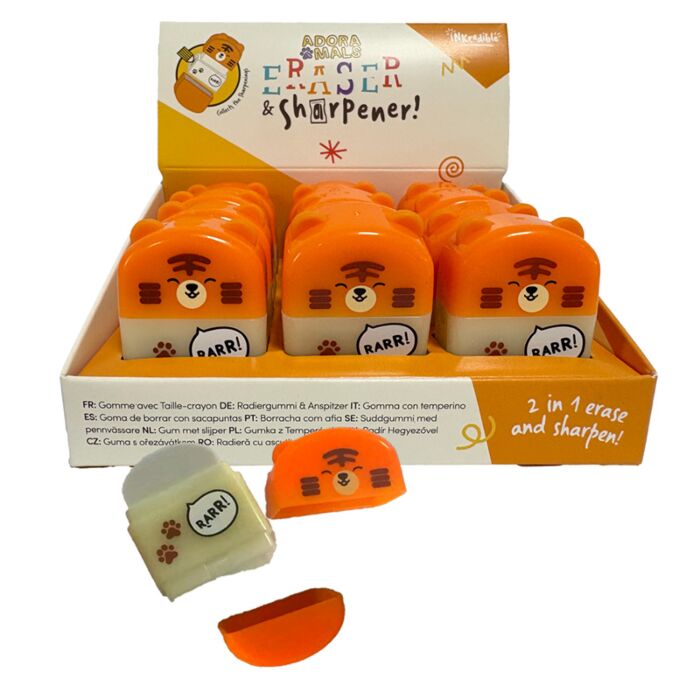 Temperówka i gumka w jednym z motywem tygrysa Adoramals 