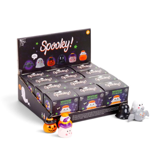 Mystery box z zabawką typu pull back z motywem Spooky