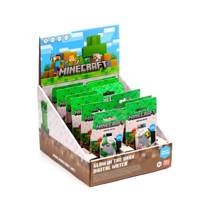 Zegarek cyfrowy silikonowy, świeci w ciemności- Minecraft