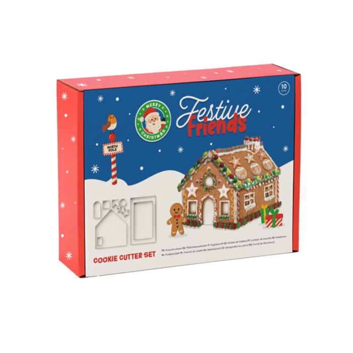 Zestaw 10 foremek do ciastek z serii Festive Friends Christmas Domek z Piernika