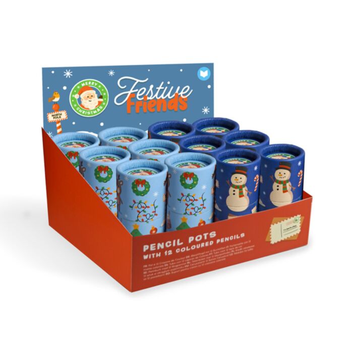 Kredki 12 sztuk w małej tubie z motywem Festive Friends Christmas
