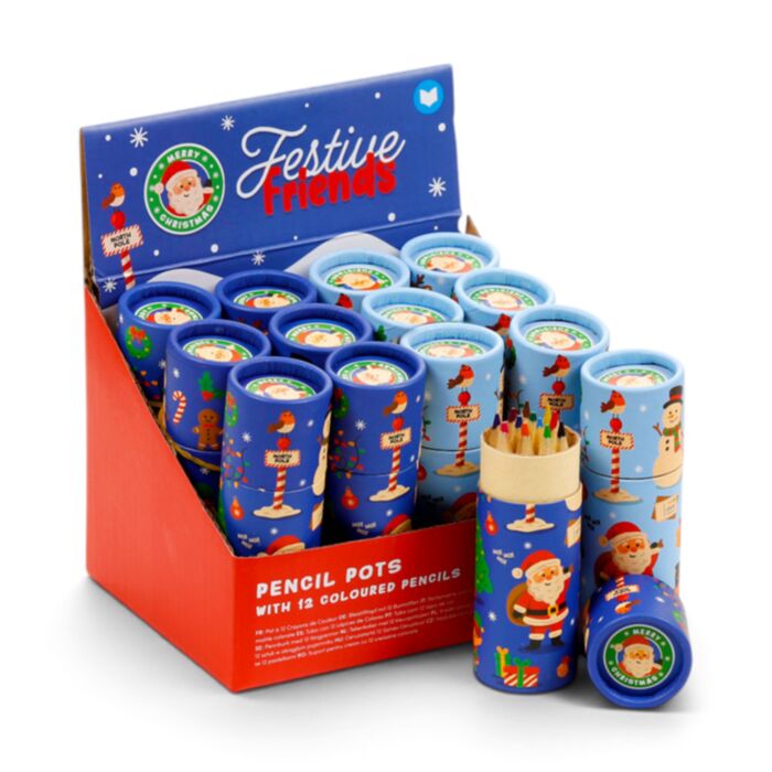 Kredki 12 sztuk w małej tubie z motywem Festive Friends Christmas