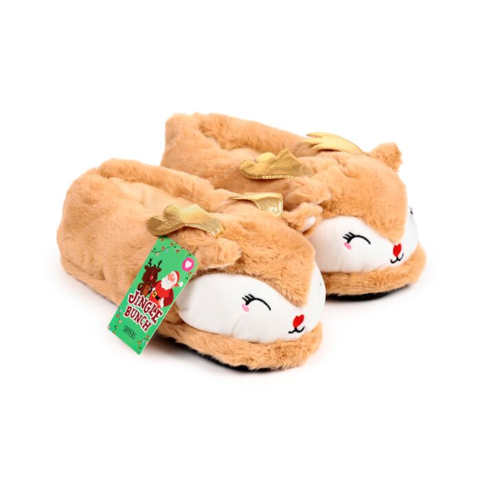 Kapcie z reniferem i dzwoneczkiem - unisex, jeden rozmiar