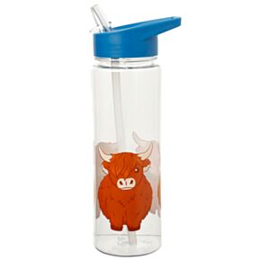 Butelka wielorazowa na wodę ze słomką Flip 550ml "Szkocka krowa"