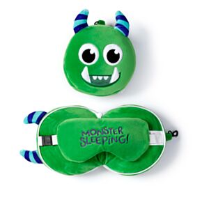 Poduszka podróżna Relaxeazzz z maską na oczy zielony potwór
