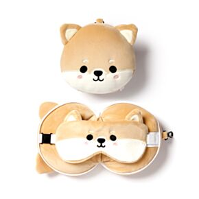 Poduszka podróżna Relaxeazzz z maską na oczy Shiba