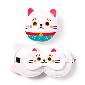 Poduszka podróżna Relaxeazzz z maską na oczy Maneki Neko Lucky Cat