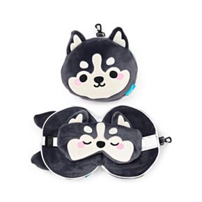Poduszka podróżna Relaxeazzz z maską na oczy husky