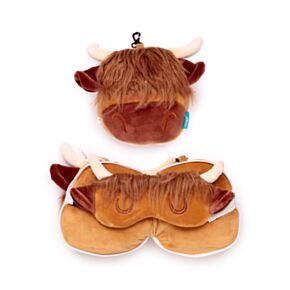 Poduszka podróżna i maska na oczy - Highland Coo - Relaxeazzz