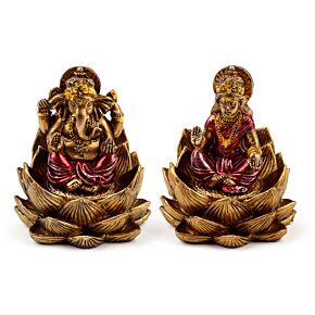Figurka -"Złoty Ganesh & Lakshmi Lotus"- Zestaw 2 sztuk