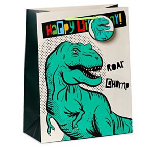 Torba na prezenty w rozmiarze L z motywem dinozaurów