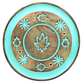 Popielnica z drzwa mango na kadzidła okrągła - Liście Popielnica z drzwa mango na kadzidła okrągła - Liście