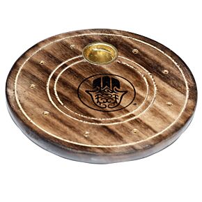 Popielnica na kadzidła z drzewa mango okrągła - motyw Hamsy Popielnica na kadzidła z drzewa mango okrągła - motyw Hamsy