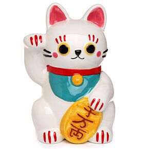 Skarbonka ceramiczna "Kot Szczęścia Maneki Neko" - biały Skarbonka ceramiczna "Kot Szczęścia Maneki Neko" - biały