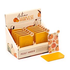 Lusterko kompaktowe  z jesiennymi zbiorami w rękawie