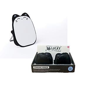 Lucky the Black Cat Standing Mini Compact Mirror Lucky the Black Cat Standing Mini Compact Mirror