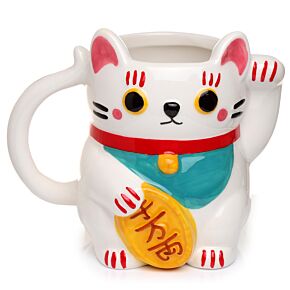 Kubek ceramiczny - Kot Szczęścia Maneki Neko - biały