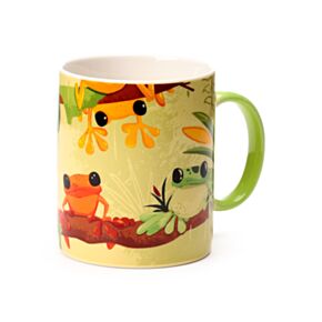 Kubek porcelanowy z motywem tropikalnej żaby