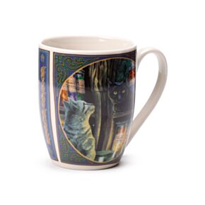 Kubek porcelanowy - Czarny Kot obserwator - Lisa Parker