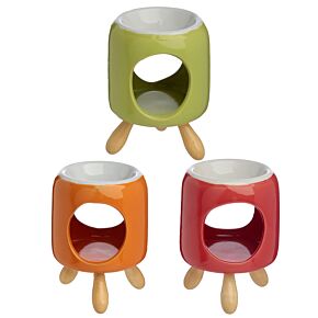 Kominek - podgrzewacz do olejków ceramiczny na drewnianych nóżkach "Eden" - różne kolory Kominek - podgrzewacz do olejków ceramiczny na drewnianych nóżkach "Eden" - różne kolory