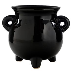 Ceramiczny podgrzewacz olejków w kształcie kociołka "Eden" - duży, czarny