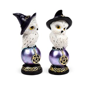 Figurka - Mądra stara magiczna sowa na opalizującej kuli