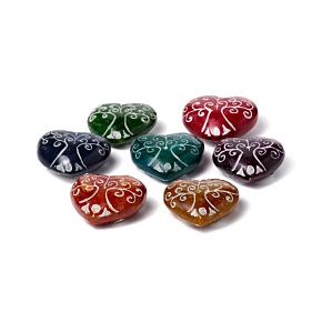 Popielnica na kadzidla rzeźbione steatytowe serce czakry Drzewo życia Palnik - Ashcatcher