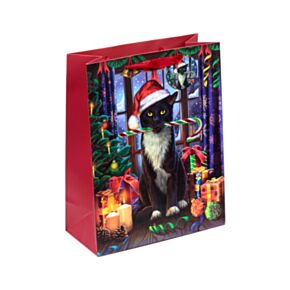 Torba na prezenty w rozmiarze L z motywem Lisa Parker Świąteczny kot Krampus