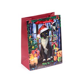 Torba na prezenty w rozmiarze M z motywem Lisa Parker Świąteczny kot Krampus