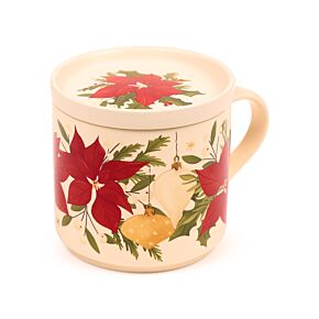 Zestaw porcelanowych kubków i pokrywek - Christmas Botanicals
